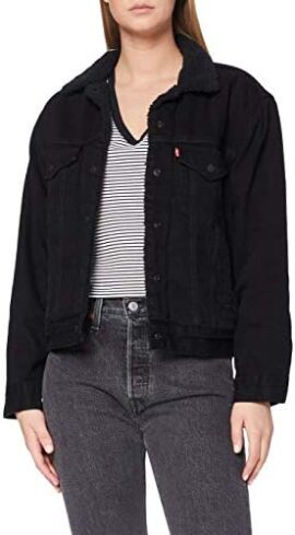 Levi’s Ex-BF Sherpa Trucker Veste en Jean Femme Levi’s Ex-BF Sherpa Trucker Veste en Jean Femme