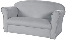 Roba Lil Sofa Canapé pour enfant avec accoudoirs pour garçons et filles, canapé confortable avec revêtement en velours gris argenté pour chambre d'enfant