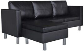 vidaXL Canapé Sectionnel 3 Places Similicuir Noir Salon Canapé d’angle Sofa vidaXL Canapé Sectionnel 3 Places Similicuir Noir Salon Canapé d’angle Sofa