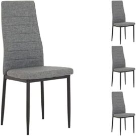 IDIMEX Lot de 4 chaises de Salle à Manger Nathalie piètement métallique Couleur Noir et revêtement en Tissu Gris IDIMEX Lot de 4 chaises de Salle à Manger Nathalie piètement métallique Couleur Noir et revêtement en Tissu Gris