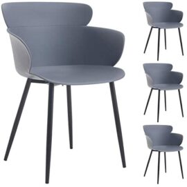 IDIMEX Lot de 4 chaises Catch pour Salle à Manger ou Cuisine au Design Retro avec Larges accoudoirs, Coque en Plastique Gris et 4 Pieds en métal laqué Noir IDIMEX Lot de 4 chaises Catch pour Salle à Manger ou Cuisine au Design Retro avec Larges accoudoirs, Coque en Plastique Gris et 4 Pieds en métal laqué Noir