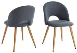 BAÏTA Eugenie Lot de 2 chaises, Tissu, Gris, H77cm BAÏTA Eugenie Lot de 2 chaises, Tissu, Gris, H77cm 3