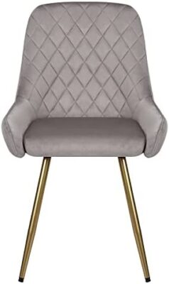 Wolmics Chaises de Salle à Manger Chaise Scandinave Velours Lot de 2 avec accoudoirs,Chaise Fauteuil Chaise Cuisine avec Pieds doré en Métal,Gris Clair Wolmics Chaises de Salle à Manger Chaise Scandinave Velours Lot de 2 avec accoudoirs,Chaise Fauteuil Chaise Cuisine avec Pieds doré en Métal,Gris Clair 3