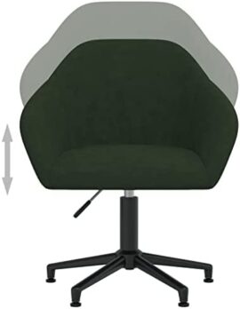 vidaXL Chaise pivotante de Salle à Manger Vert foncé Velours vidaXL Chaise pivotante de Salle à Manger Vert foncé Velours 5