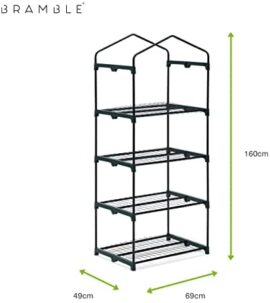 BRAMBLE Serre de Jardin/Balcon avec 4 Étagères Réglables & Bâche Robuste – Portable, Solide & Facile à Assembler – 160x69x49cm BRAMBLE Serre de Jardin/Balcon avec 4 Étagères Réglables & Bâche Robuste – Portable, Solide & Facile à Assembler – 160x69x49cm 3