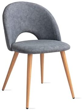 Mc Haus LUNA – Lot de 2 chaises salle à manger style nordique fauteuil salon siège rembourré en tissu couleur gris et pieds en métal à effet bois 49x46x76cm Mc Haus LUNA – Lot de 2 chaises salle à manger style nordique fauteuil salon siège rembourré en tissu couleur gris et pieds en métal à effet bois 49x46x76cm 3