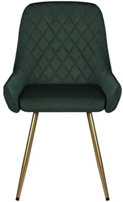 Wolmics Chaises de Salle à Manger Chaise Scandinave Velours Lot de 2 avec accoudoirs,Chaise Fauteuil Chaise Cuisine avec Pieds doré en Métal,Vert Foncé Wolmics Chaises de Salle à Manger Chaise Scandinave Velours Lot de 2 avec accoudoirs,Chaise Fauteuil Chaise Cuisine avec Pieds doré en Métal,Vert Foncé 3