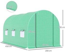 Outsunny Serre de Jardin Tunnel 4,5L x 2l x 2H m châssis Tubulaire Acier galvanisé renforcé 1,8 cm 6 fenêtres 1 Porte Vert Outsunny Serre de Jardin Tunnel 4,5L x 2l x 2H m châssis Tubulaire Acier galvanisé renforcé 1,8 cm 6 fenêtres 1 Porte Vert 3