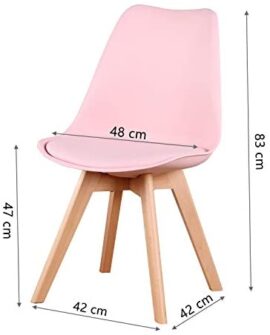 1 lot de 4 ou 6 chaises de salle à manger de couleur scandinave avec coussin en polyuréthane et pieds en hêtre (rose) 1 lot de 4 ou 6 chaises de salle à manger de couleur scandinave avec coussin en polyuréthane et pieds en hêtre (rose) 5