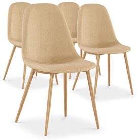 Menzzo Lot de 4 chaises scandinaves Gao Tissu Beige, 87x40x57 cm Menzzo Lot de 4 chaises scandinaves Gao Tissu Beige, 87x40x57 cm 2