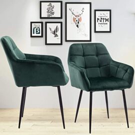 BlueOcean Furniture Lot de 4 chaises de salle à manger rembourrées en velours avec dossier et pieds en métal pour chambre à coucher (Vert, 4 pièces) BlueOcean Furniture Lot de 4 chaises de salle à manger rembourrées en velours avec dossier et pieds en métal pour chambre à coucher (Vert, 4 pièces) 4