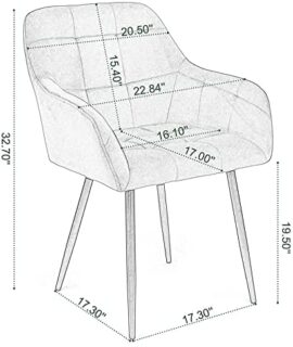 BlueOcean Furniture Lot de 4 chaises de salle à manger rembourrées en velours avec dossier et pieds en métal pour chambre à coucher (Vert, 4 pièces) BlueOcean Furniture Lot de 4 chaises de salle à manger rembourrées en velours avec dossier et pieds en métal pour chambre à coucher (Vert, 4 pièces) 5