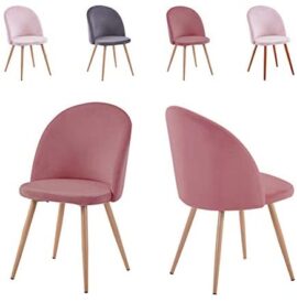 GOLDFAN Chaises de Salle à Manger Lot de 2 Velours Chaise de Cuisine Chaise Longue avec Pieds en métal pour Maison et Bureau, (Rose Foncé) GOLDFAN Chaises de Salle à Manger Lot de 2 Velours Chaise de Cuisine Chaise Longue avec Pieds en métal pour Maison et Bureau, (Rose Foncé) 4