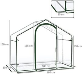 Outsunny Serre de Jardin Balcon terrasse Serre pour tomates 1,8L x 1,05l x 1,5H m Acier PVC imperméable Transparent Vert Outsunny Serre de Jardin Balcon terrasse Serre pour tomates 1,8L x 1,05l x 1,5H m Acier PVC imperméable Transparent Vert 3