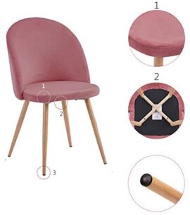 GOLDFAN Chaises de Salle à Manger Lot de 2 Velours Chaise de Cuisine Chaise Longue avec Pieds en métal pour Maison et Bureau, (Rose Foncé) GOLDFAN Chaises de Salle à Manger Lot de 2 Velours Chaise de Cuisine Chaise Longue avec Pieds en métal pour Maison et Bureau, (Rose Foncé) 5