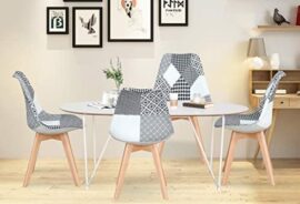 Injoy Life Lot de 4 chaises de salle à manger modernes en patchwork avec pieds en bois massif et siège rembourré doux pour cuisine, salon, bureau, noir Injoy Life Lot de 4 chaises de salle à manger modernes en patchwork avec pieds en bois massif et siège rembourré doux pour cuisine, salon, bureau, noir 7