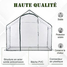 Outsunny Serre de Jardin Balcon terrasse Serre pour tomates 1,8L x 1,05l x 1,5H m Acier PVC imperméable Transparent Vert Outsunny Serre de Jardin Balcon terrasse Serre pour tomates 1,8L x 1,05l x 1,5H m Acier PVC imperméable Transparent Vert 4