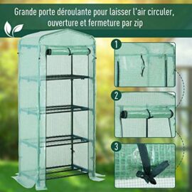 Outsunny Serre de Jardin Balcon étagère Serre 4 Niveaux 0,7L x 0,5l x 1,6H m Acier galvanisé bâche Amovible PE Haute densité Vert Outsunny Serre de Jardin Balcon étagère Serre 4 Niveaux 0,7L x 0,5l x 1,6H m Acier galvanisé bâche Amovible PE Haute densité Vert 5