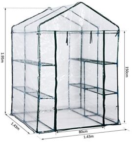 HOMCOM Serre de Jardin Balcon terrasse 4 étagères 143L x 143l x 195H cm Acier PVC imperméable Anti-UV Transparent Vert HOMCOM Serre de Jardin Balcon terrasse 4 étagères 143L x 143l x 195H cm Acier PVC imperméable Anti-UV Transparent Vert 3