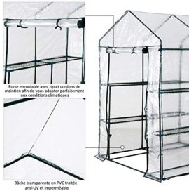 HOMCOM Serre de Jardin Balcon terrasse 4 étagères 143L x 143l x 195H cm Acier PVC imperméable Anti-UV Transparent Vert HOMCOM Serre de Jardin Balcon terrasse 4 étagères 143L x 143l x 195H cm Acier PVC imperméable Anti-UV Transparent Vert 5