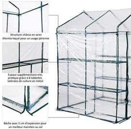 HOMCOM Serre de Jardin Balcon terrasse 4 étagères 143L x 143l x 195H cm Acier PVC imperméable Anti-UV Transparent Vert HOMCOM Serre de Jardin Balcon terrasse 4 étagères 143L x 143l x 195H cm Acier PVC imperméable Anti-UV Transparent Vert 4