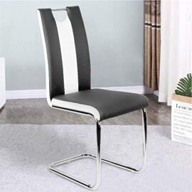 Lot de 6 Chaise de Salle à Manger Chaises de Maison en Forme d’arc à Dossier Unique pour Cuisine/Salle à Manger/Jardin (Noir-Blanc, 6) Lot de 6 Chaise de Salle à Manger Chaises de Maison en Forme d’arc à Dossier Unique pour Cuisine/Salle à Manger/Jardin (Noir-Blanc, 6) 6