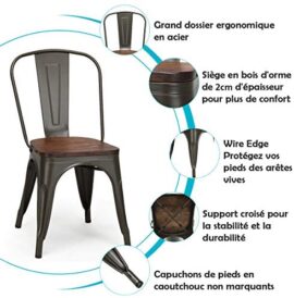 Costway Lot 4 Chaises Salle à Manger Empilable de Style Industriel en Acier Convient pour Bistrot,Cuisine,Bar,Café, Jardin,Balcon 52 x 44 x 84cm (L x l x H) Charge Max. 120kg (Marron) Costway Lot 4 Chaises Salle à Manger Empilable de Style Industriel en Acier Convient pour Bistrot,Cuisine,Bar,Café, Jardin,Balcon 52 x 44 x 84cm (L x l x H) Charge Max. 120kg (Marron) 4