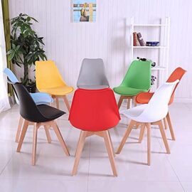 1 lot de 4 ou 6 chaises de salle à manger de couleur scandinave avec coussin en polyuréthane et pieds en hêtre (rose) 1 lot de 4 ou 6 chaises de salle à manger de couleur scandinave avec coussin en polyuréthane et pieds en hêtre (rose) 4