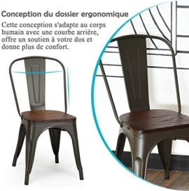 Costway Lot 4 Chaises Salle à Manger Empilable de Style Industriel en Acier Convient pour Bistrot,Cuisine,Bar,Café, Jardin,Balcon 52 x 44 x 84cm (L x l x H) Charge Max. 120kg (Marron) Costway Lot 4 Chaises Salle à Manger Empilable de Style Industriel en Acier Convient pour Bistrot,Cuisine,Bar,Café, Jardin,Balcon 52 x 44 x 84cm (L x l x H) Charge Max. 120kg (Marron) 3