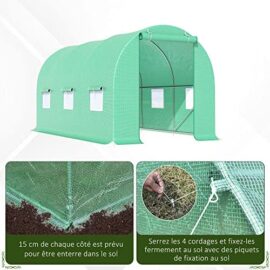 Outsunny Serre de Jardin Tunnel 4,5L x 2l x 2H m châssis Tubulaire Acier galvanisé renforcé 1,8 cm 6 fenêtres 1 Porte Vert Outsunny Serre de Jardin Tunnel 4,5L x 2l x 2H m châssis Tubulaire Acier galvanisé renforcé 1,8 cm 6 fenêtres 1 Porte Vert 5