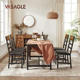 VASAGLE Chaises de Salle à Manger, Lot de 2, Siège de Cuisine, Assise Rembourrée, Cadre en Acier, Ergonomique, Style Industriel, pour Salon, Cuisine, Marron Rustique et Noir LDC095B01 VASAGLE Chaises de Salle à Manger, Lot de 2, Siège de Cuisine, Assise Rembourrée, Cadre en Acier, Ergonomique, Style Industriel, pour Salon, Cuisine, Marron Rustique et Noir LDC095B01 3