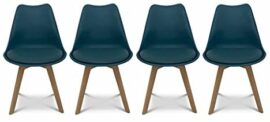 Alice's Home - Lot de 4 chaises scandinaves. Pieds Bois de hêtre. fauteuils 1 Place. Bleu Canard