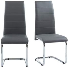 BAÏTA MARA02 Lot de 2 chaises, Simili, Gris, 54x42x101cm