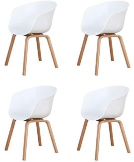 BenyLed Lot de 4 Chaises de Salle à Manger Scandinave Design Rétro Chaise D’appoint avec Pieds en Bois de Chêne et Assise en Polypropylène (Blanc) BenyLed Lot de 4 Chaises de Salle à Manger Scandinave Design Rétro Chaise D’appoint avec Pieds en Bois de Chêne et Assise en Polypropylène (Blanc)