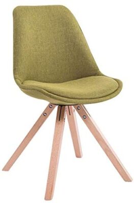 Chaise De Salle A Manger Toulouse en Tissu I Chaise Visiteur Style Scandinave avec Dossier Et Assise Rembourrés I Piètement Bois Rond, Couleur:Vert, Couleur du Cadre:Natura