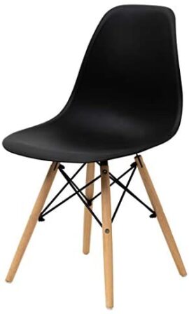 Classic – Chaise de salle à manger ou bureau avec pieds en bois, ergonomique, 54 x 46 x 82 cm, noir Classic – Chaise de salle à manger ou bureau avec pieds en bois, ergonomique, 54 x 46 x 82 cm, noir