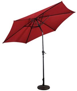 Costway Parasol de Jardin Inclinable Φ 270 CM Patio Pare-Soleil Imperméable avec Toile Polyester et Baleines en Fer Robuste, Base Non Inclus (Rouge Vine)