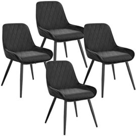 ELIGHTRY Lot de 4 Chaises de Salle à Manger Rétro Chaise de Cuisine avec Dossier Chaise de Salon Assise en Velours et Pieds en Métal,Noir ELIGHTRY Lot de 4 Chaises de Salle à Manger Rétro Chaise de Cuisine avec Dossier Chaise de Salon Assise en Velours et Pieds en Métal,Noir