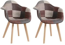 GrandCA HOME Lot de 2 Chaises Chaise de Salle à Manger de Style Nordique Fauteuil Chaise Patchwork Chaise de Cuisine Chaise de Bureau (Brun)