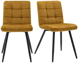 HNNHOME® – Lot de 2 chaises de capitonnée Cubana avec pieds en acier solide, noir