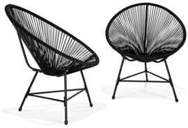 IDMarket - Lot de 2 fauteuils de Jardin Izmir Noirs Design Oeuf avec Cordage Plastique