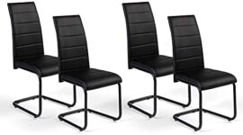 IDMarket - Lot de 4 chaises MIA Noires Pieds Noirs pour Salle à Manger