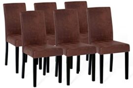 IDMarket - Lot de 6 chaises Hannah Marron Vintage pour Salle à Manger