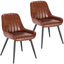 Lestarain Lot de 2 Chaises de Salle à Manger avec Dossier Chaise de Cuisine Rétro Chaise de Salon Assise en Similicuir et Pieds en Métal,Brune Lestarain Lot de 2 Chaises de Salle à Manger avec Dossier Chaise de Cuisine Rétro Chaise de Salon Assise en Similicuir et Pieds en Métal,Brune