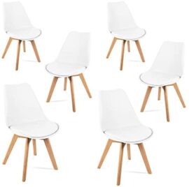 Mc Haus leNA – Lot de 6 Chaises de Salle à Manger, de Bureau, de Salon, Blanc, 56x48x81cm Mc Haus leNA – Lot de 6 Chaises de Salle à Manger, de Bureau, de Salon, Blanc, 56x48x81cm