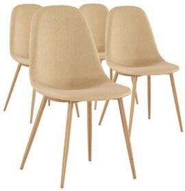 Menzzo Lot de 4 chaises scandinaves Gao Tissu Beige, 87x40x57 cm Menzzo Lot de 4 chaises scandinaves Gao Tissu Beige, 87x40x57 cm