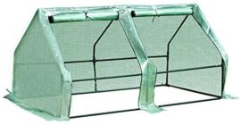 Outsunny Mini Serre de Jardin Serre à tomates 180L x 90l x 90H cm Acier PE Haute densité 140 g/m² Anti-UV 2 fenêtres avec Zip enroulables Vert