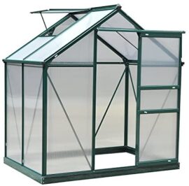 Outsunny Serre de Jardin Aluminium Polycarbonate 2,51 m² dim. 1,9L x 1,32l x 2,01H m Lucarne, Porte coulissante + Fondation Incluse alu. Vert Polycarbonate Transparent Outsunny Serre de Jardin Aluminium Polycarbonate 2,51 m² dim. 1,9L x 1,32l x 2,01H m Lucarne, Porte coulissante + Fondation Incluse alu. Vert Polycarbonate Transparent