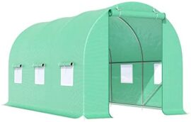 Outsunny Serre de Jardin Tunnel 4,5L x 2l x 2H m châssis Tubulaire Acier galvanisé renforcé 1,8 cm 6 fenêtres 1 Porte Vert