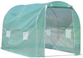 Outsunny Serre de Jardin Tunnel Surface Sol 6 m² 3L x 2l x 2,10H m châssis Tubulaire renforcé Porte zippée 4 fenêtres enroulables Vert